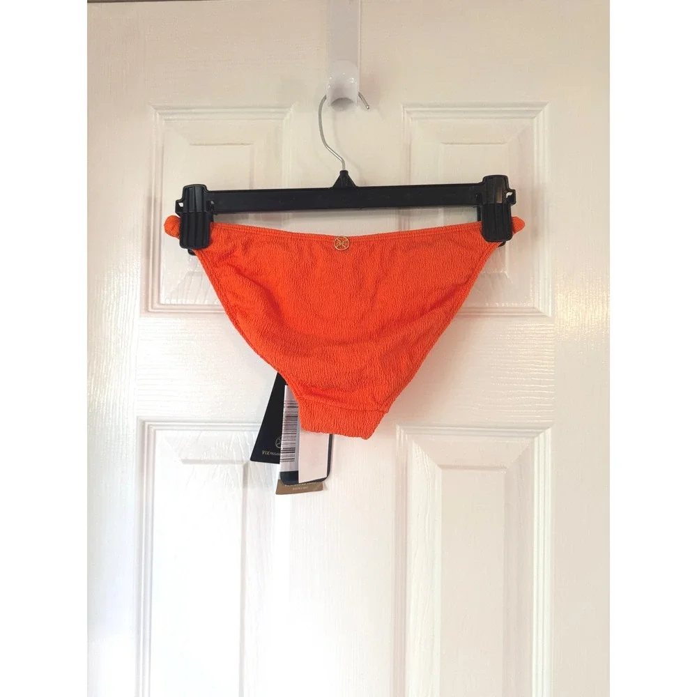 ViX Paula Hermanny Firenze Paula Full Bikini Bottom Orange Gold Rings Size Small